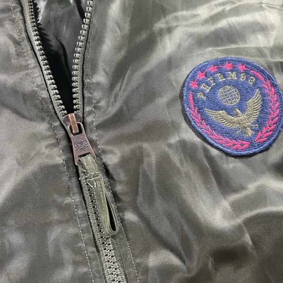Vintage Phat Farm Bomber Jacket Mens Large Airborne Patches Dark Green Full Zip - Picture 8 of 15